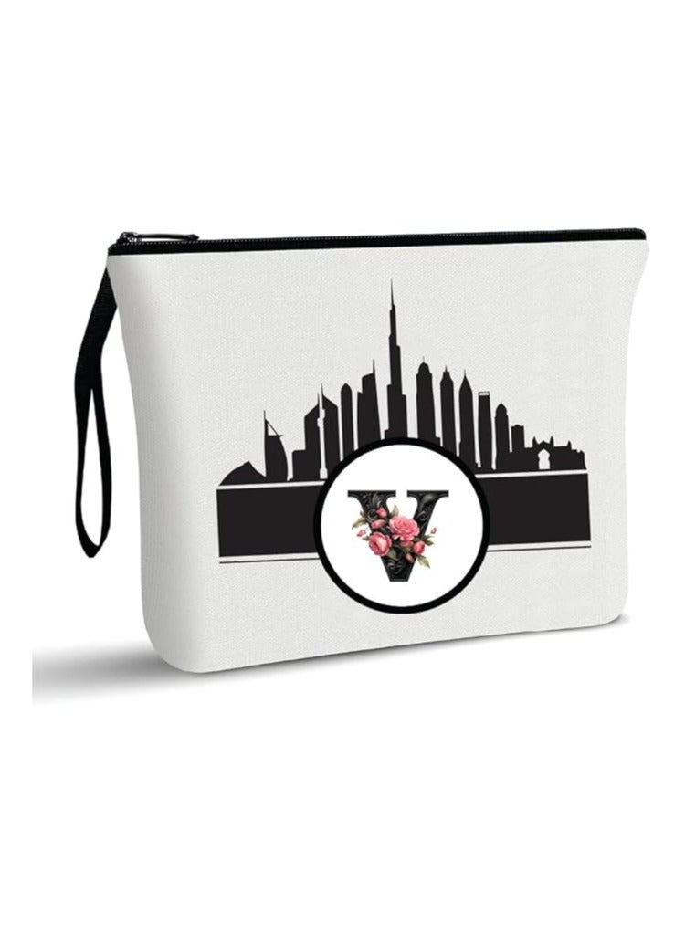 أفق دبي مع حقيبة مستحضرات التجميل الأولية ذات الحروف الأولى - حقيبة مكياج ذات الحروف الأولى - حقيبة مكياج أفق دبي - حقيبة مستحضرات التجميل للمسافرين - Image 1