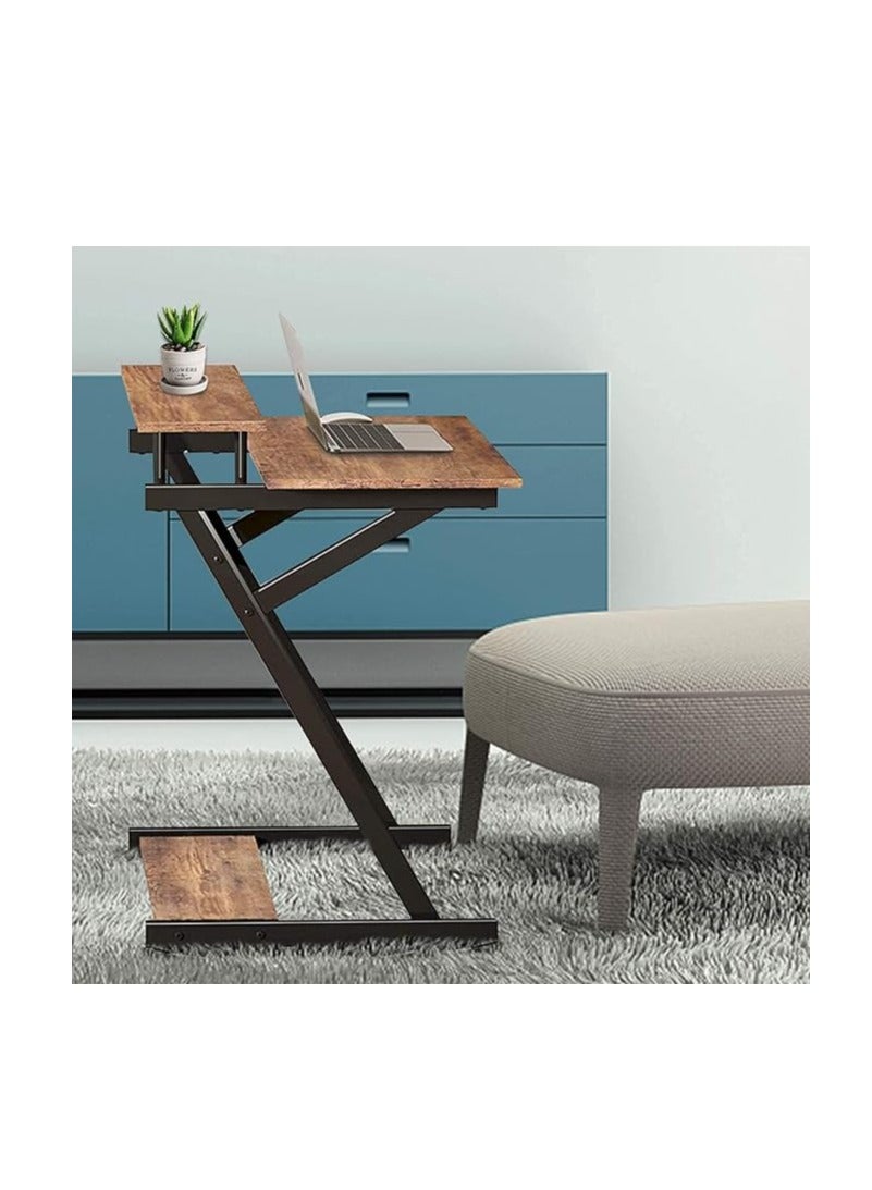 Small Computer Desks Z-Shaped Home Office Desks for Small Space, Compact Study Desk with Monitor Riser Computer Workstation Lap desks for Home and Office