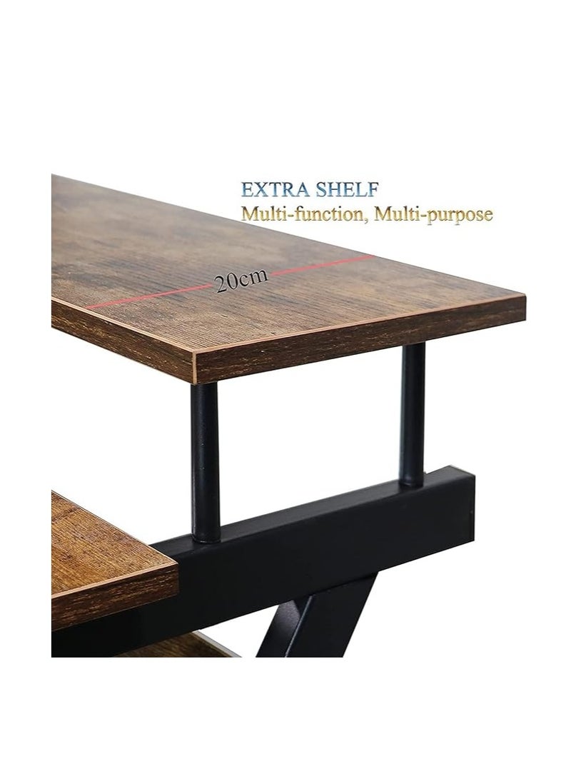 رويال بولار مكاتب كمبيوتر صغيرة على شكل حرف Z، مكاتب منزلية للمساحة الصغيرة، مكتب دراسة صغير الحجم مع شاشة رفع ومكاتب كمبيوتر محمولة للمنزل والمكتب - Image 4