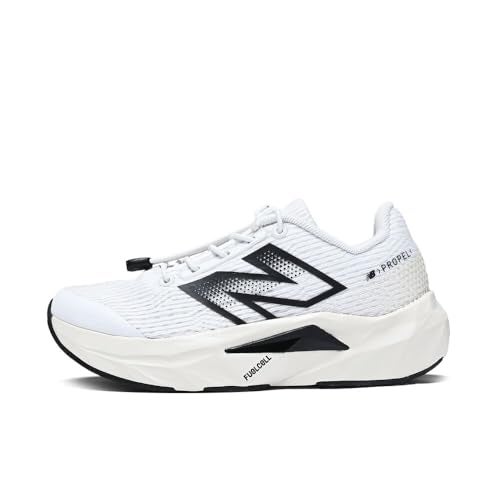 New Balance FuelCell Propel V5 Bungee Running Shoe, White/Black/Linen, 13 US Unisex Little Kid - Image 3