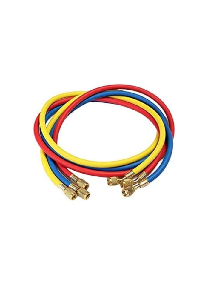 AC Refrigerant Charging Hose, 1/4" 3 Piece of Pipe for R134A R404A R12 R22 R502 Manifold Gauge Kit - Image 1