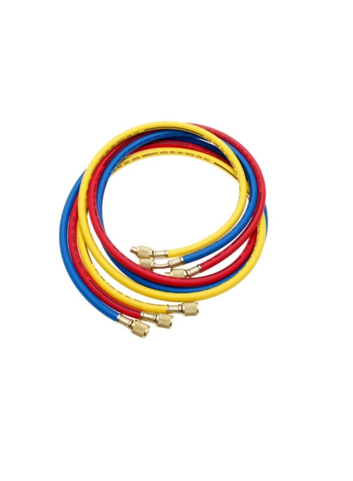 AC Refrigerant Charging Hose, 1/4" 3 Piece of Pipe for R134A R404A R12 R22 R502 Manifold Gauge Kit - Image 3