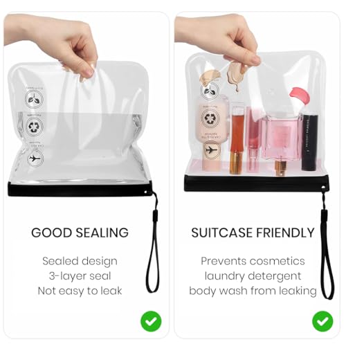 MAYCREATE® 4Pcs Toiletries Travel Bags, Clear EVA Waterproof Ziplock Toiletries Pouches, Reusable Dry Wet Pouches Utility Organizer Bags for Home, Office, Travel - Image 5