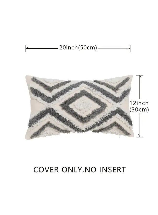 Yellow Geometric Tufted Throw Pillow Cover 12x20 Inch Retro Plaid Embroidered Cushion Case with Zip Closure - Image 4