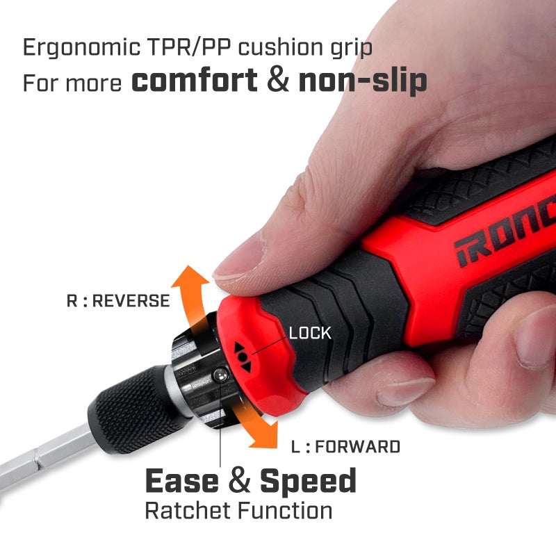 IRONCUBE Multi Ratcheting Screwdriver Set: 21 in 1 Magnetic Multiple bits Suitable for Everyday Household Use - Image 5