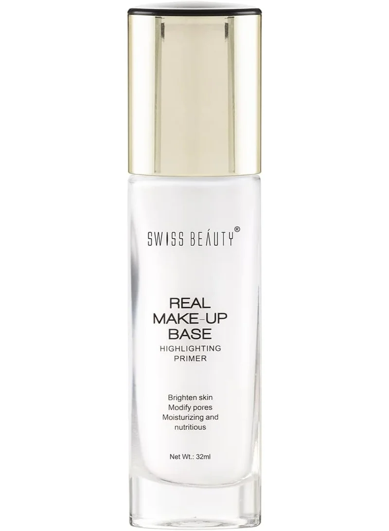 سويس بيوتي Swiss Beauty Real Makeup Base Highlighting Primer| Skin-Hydrating Poreless Primer With Natural Glow Finish For Face Makeup |Shade - Pink Tint, 32Ml