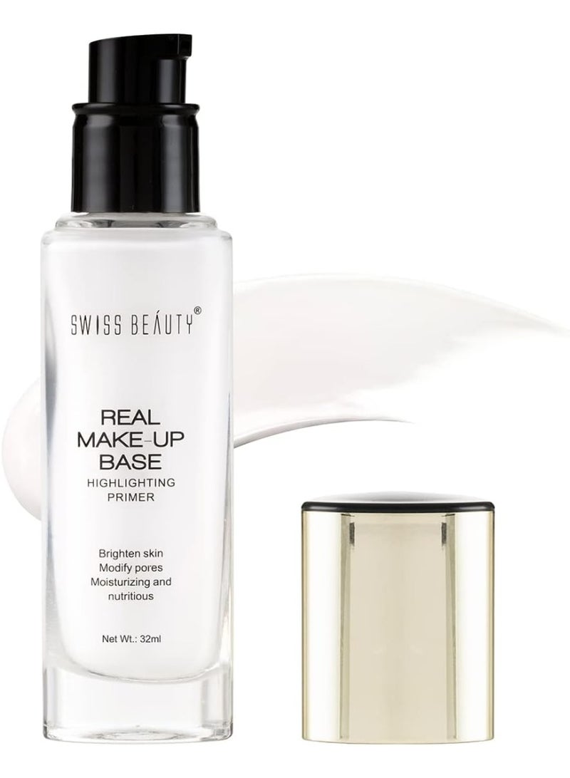 Swiss Beauty Real Makeup Base Highlighting Primer| Skin-Hydrating Poreless Primer With Natural Glow Finish For Face Makeup |Shade - Pink Tint, 32Ml - Image 2