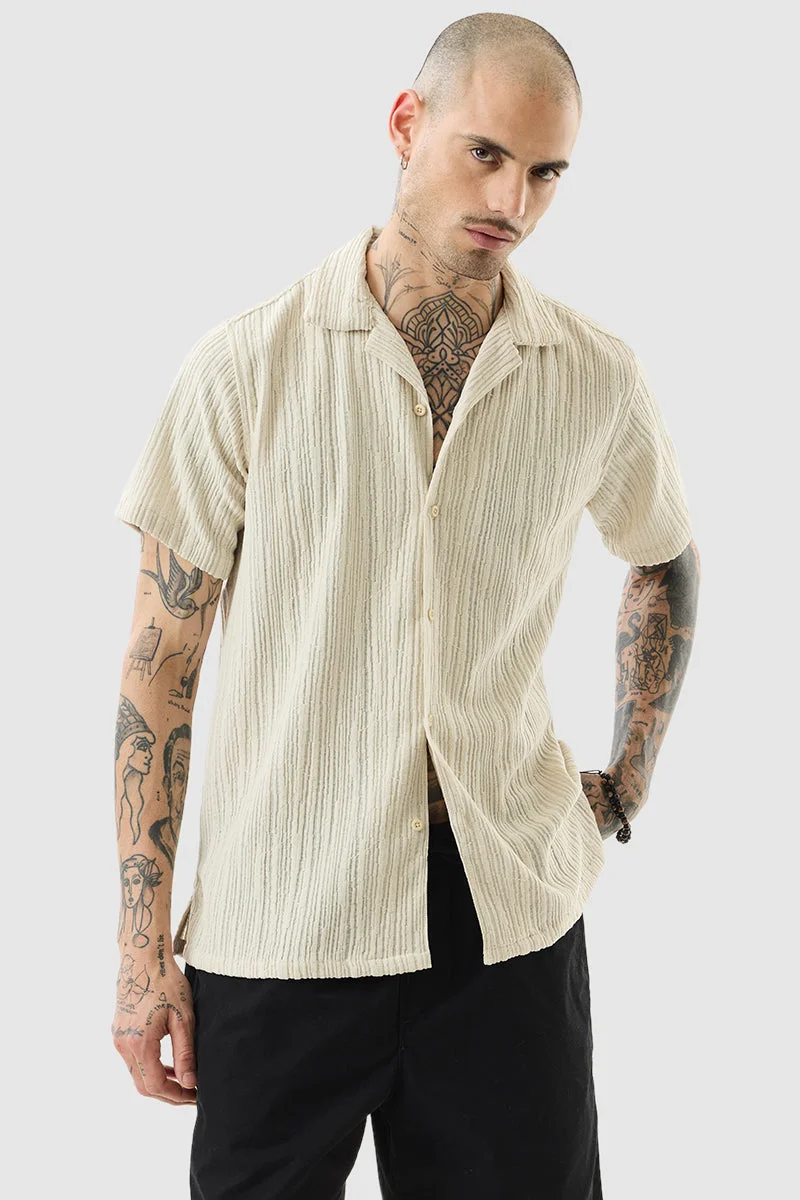 SNITCH Beige Box Fit Stretch Shirt