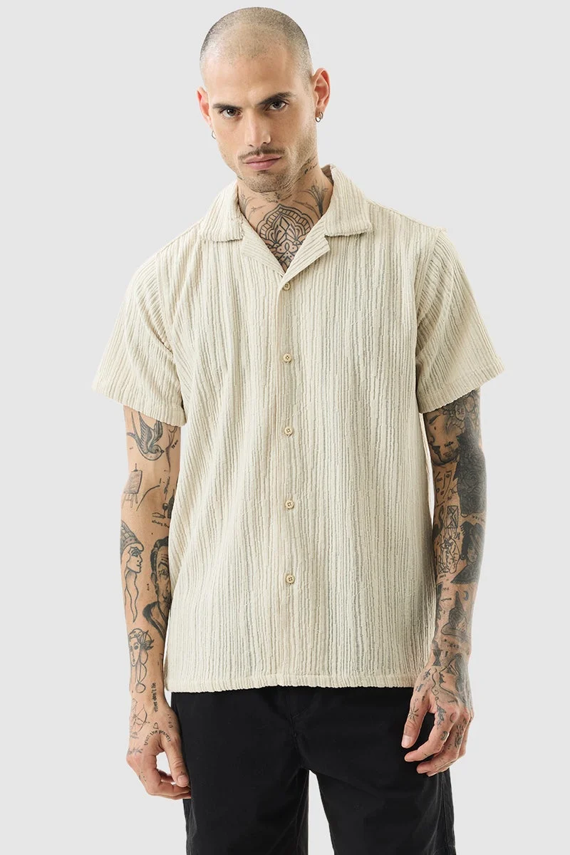 SNITCH Beige Box Fit Stretch Shirt