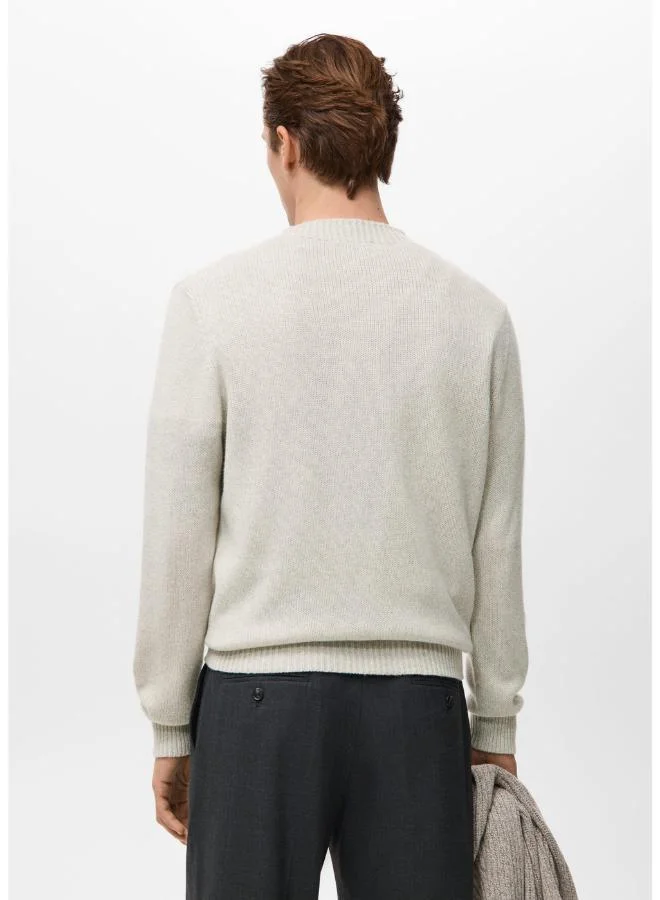 Mango Man Ribbed-Neck Wool-Blend Sweater