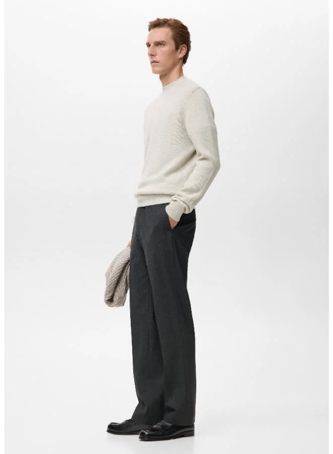 Mango Man 05-CRUDO Ribbed-neck wool-blend sweater for Men | Best Price UAE