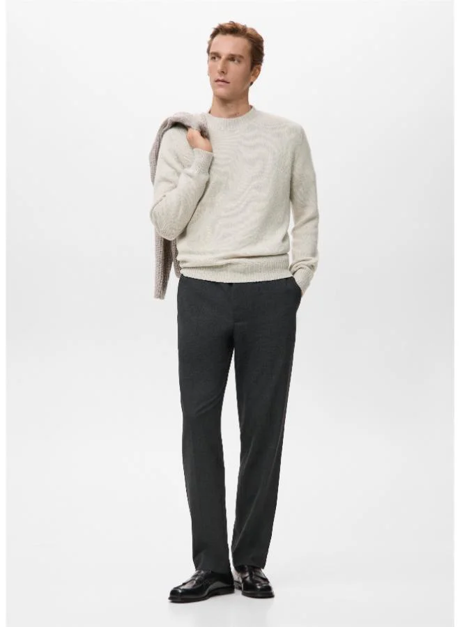 Mango Man 05-CRUDO Ribbed-neck wool-blend sweater for Men | Best Price UAE