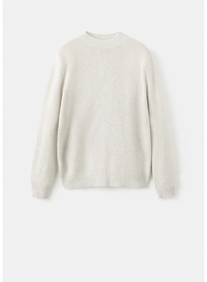 Mango Man 05-CRUDO Ribbed-neck wool-blend sweater for Men | Best Price UAE