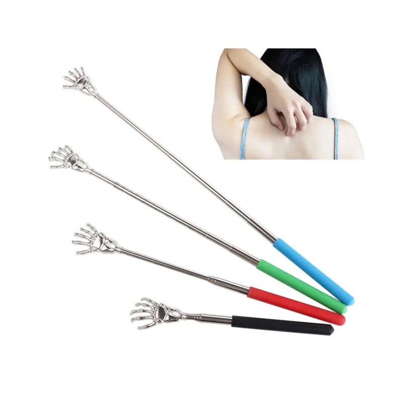 Stainless steel retractable back scratcher, retractable back scratcher portable hand back scratcher women's men's massage tool (4pcs) - Image 2