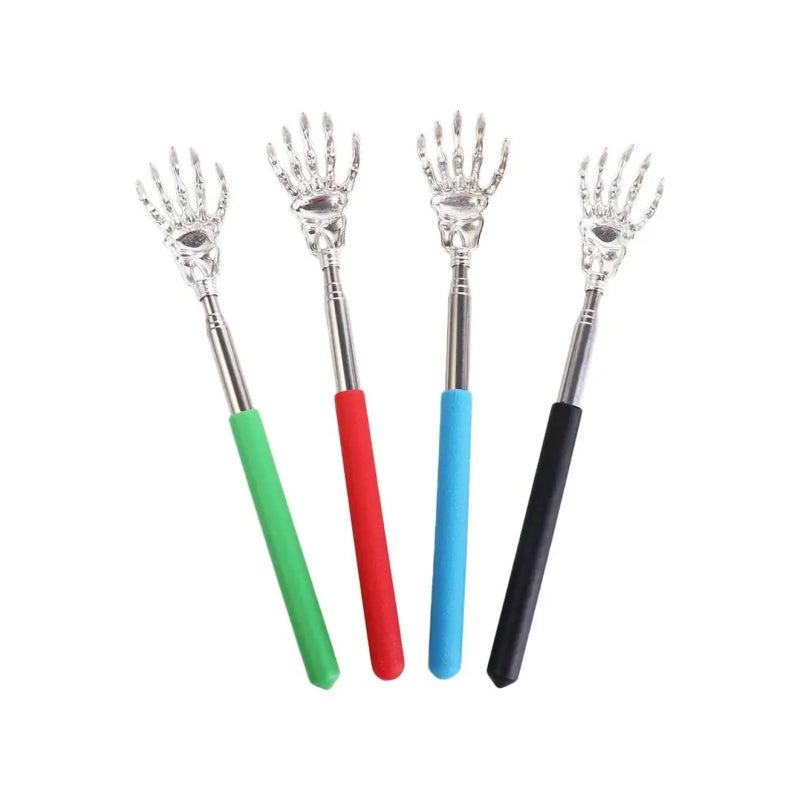 Stainless steel retractable back scratcher, retractable back scratcher portable hand back scratcher women's men's massage tool (4pcs) - Image 1
