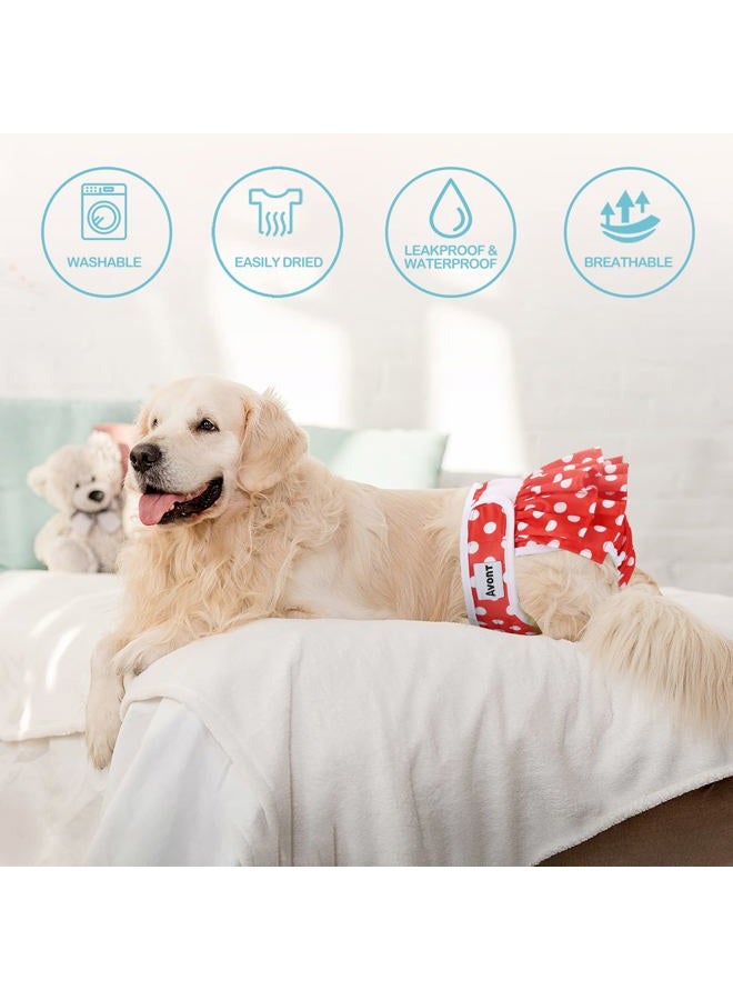 Avont 3 Washable Nappies for Female Dogs, Comfort Protective Skirt for Nappy During Physiological Periods, Heat, Incontinence - Spotted Red Black Green (45.5-61 cm) - Image 4