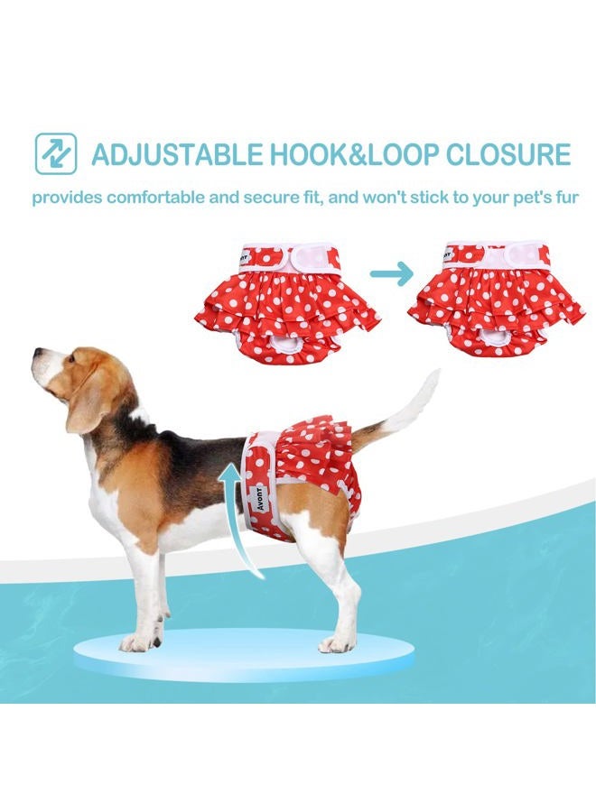 Avont 3 Washable Nappies for Female Dogs, Comfort Protective Skirt for Nappy During Physiological Periods, Heat, Incontinence - Spotted Red Black Green (45.5-61 cm) - Image 2