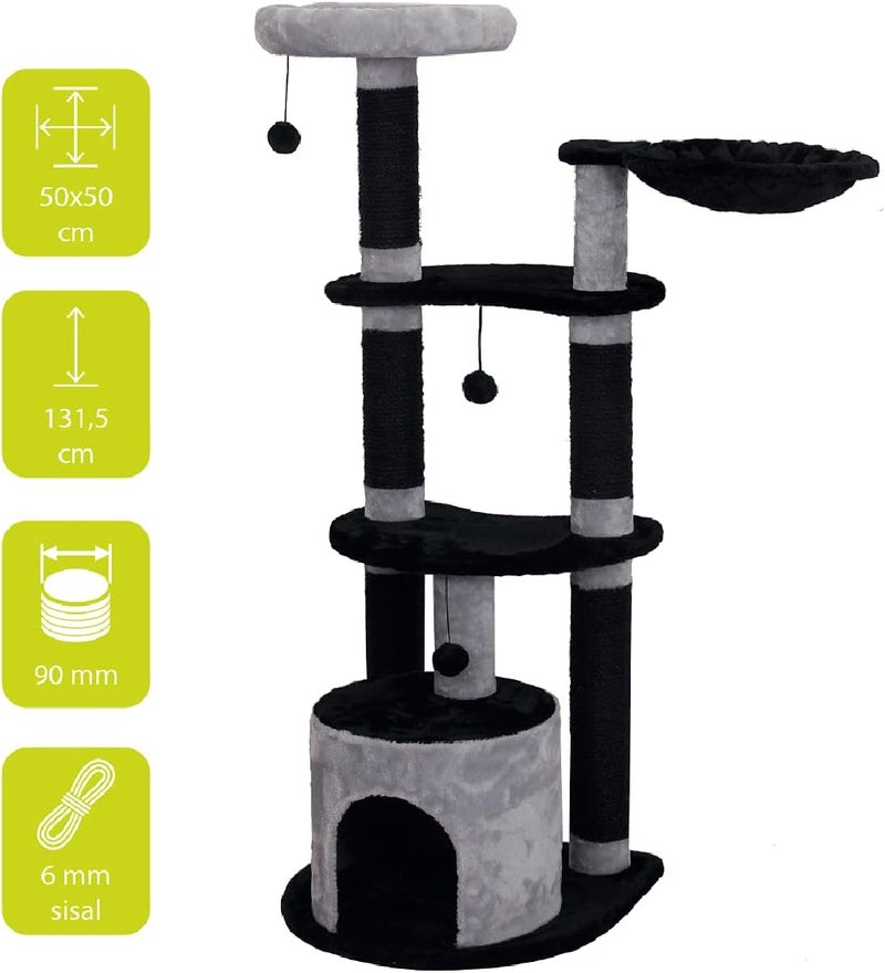 Ebi Scratching Tree Comfort Milton for Cats 50X50X131.5cm - Black - Image 4