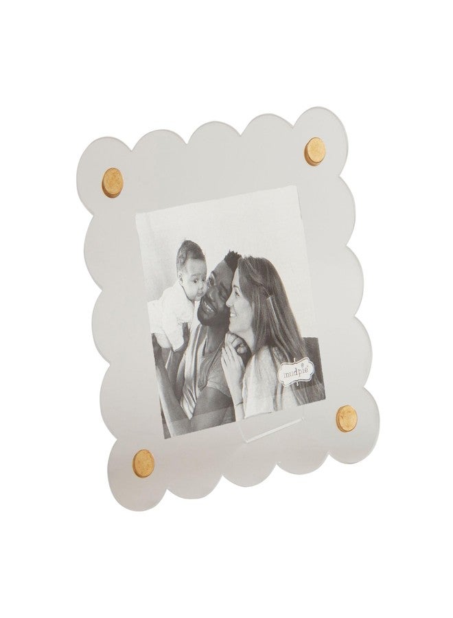 Mud Pie Square Scallop Acrylic Frame; 4 1/2" Dia - Image 1