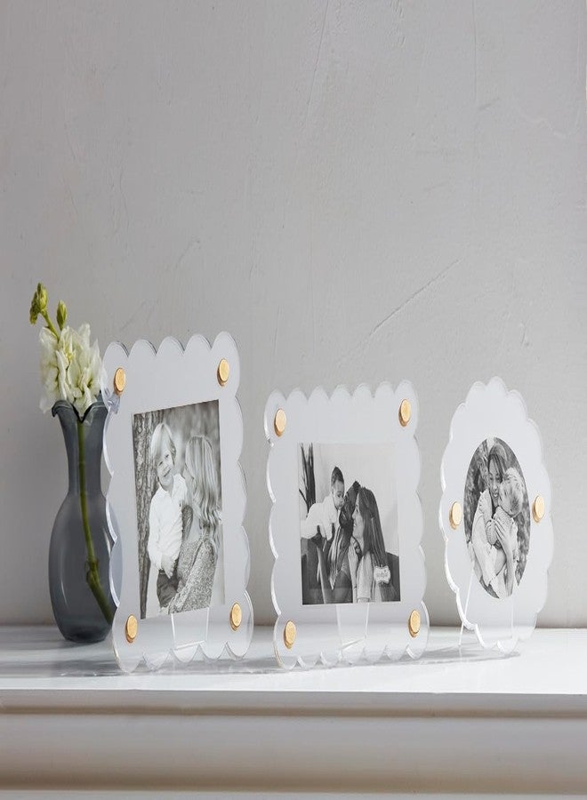 Mud Pie Square Scallop Acrylic Frame; 4 1/2" Dia - Image 2