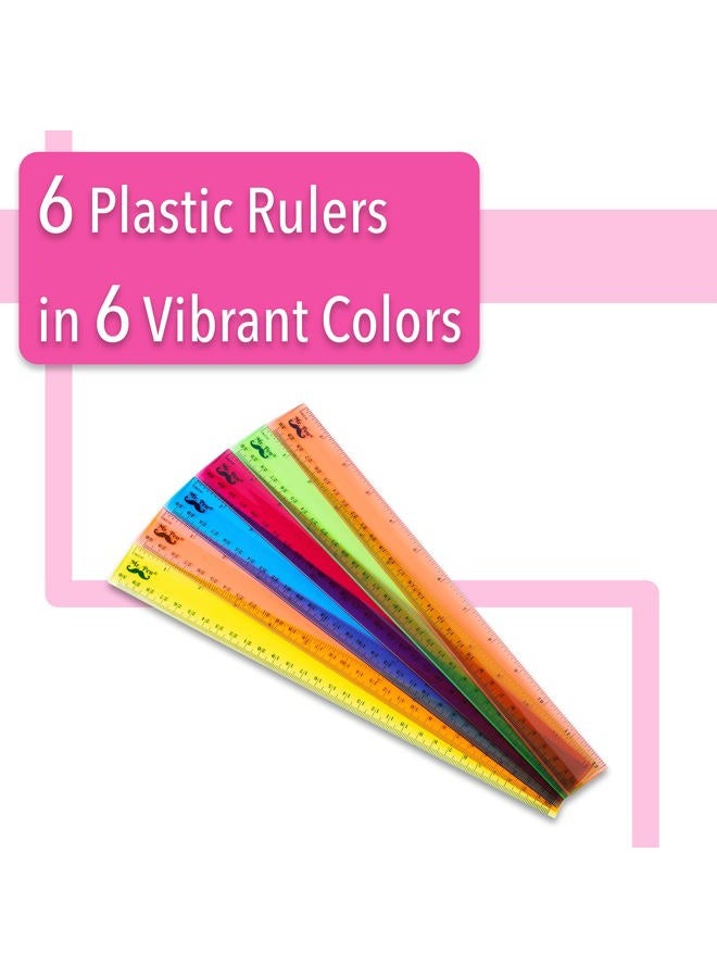 Mr. Pen 12 Inch, 6 Pack, Assorted Colors, Ruler for School with Centimeters and Inches, Plastic Standard Ruler, Clear, Back to School Supplies - Image 2