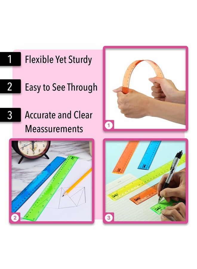 Mr. Pen 12 Inch, 6 Pack, Assorted Colors, Ruler for School with Centimeters and Inches, Plastic Standard Ruler, Clear, Back to School Supplies - Image 4