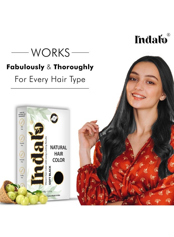 Indalo Natural Hair Color Soft Black | No Ammonia, No Paraben, No Ppd, Soft Black Hair Color | Suitable For Men & Women (100G) - Image 2