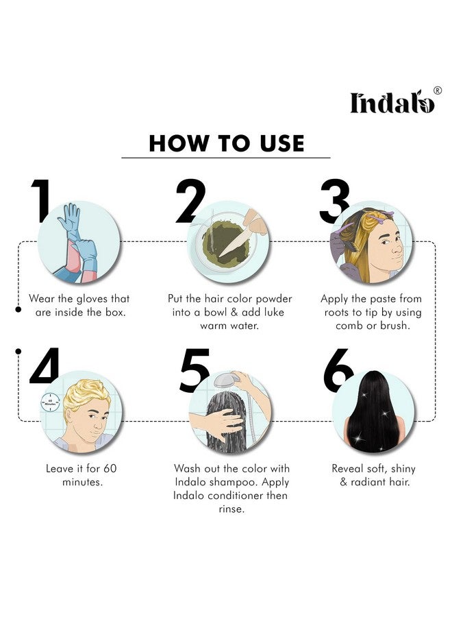 Indalo Natural Hair Color Soft Black | No Ammonia, No Paraben, No Ppd, Soft Black Hair Color | Suitable For Men & Women (100G) - Image 4
