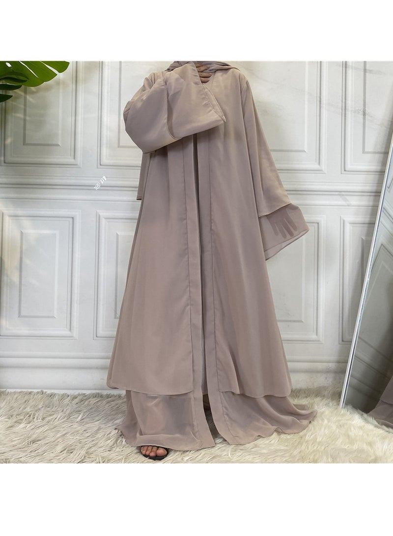 إسكدنيا عباية نسائية فستان مسلم مريح صلب فضفاض كارديجان طويل حجاب متين ومسامي رداء مفتوح الأمام كفتان ماكسي للفتيات المراهقات  - Image 3