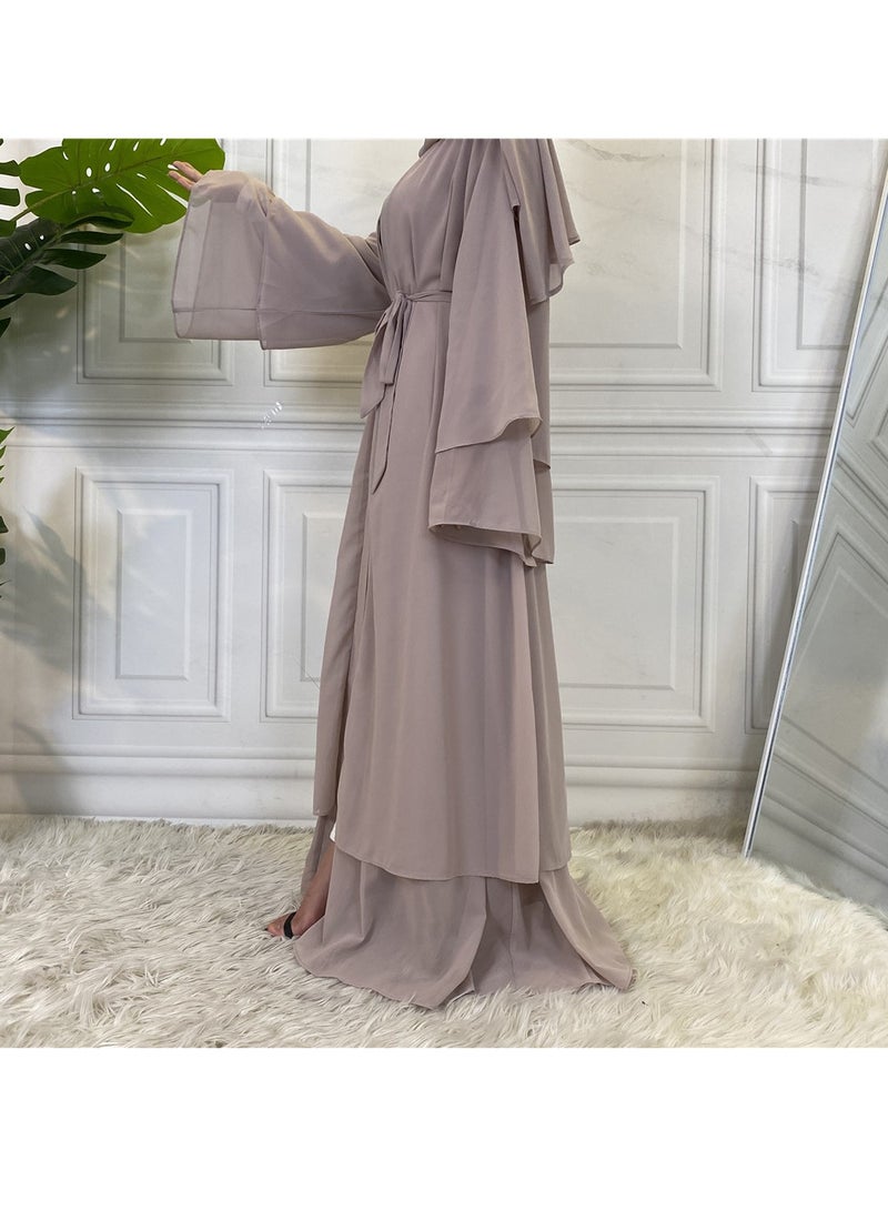 إسكدنيا عباية نسائية فستان مسلم مريح صلب فضفاض كارديجان طويل حجاب متين ومسامي رداء مفتوح الأمام كفتان ماكسي للفتيات المراهقات  - Image 4