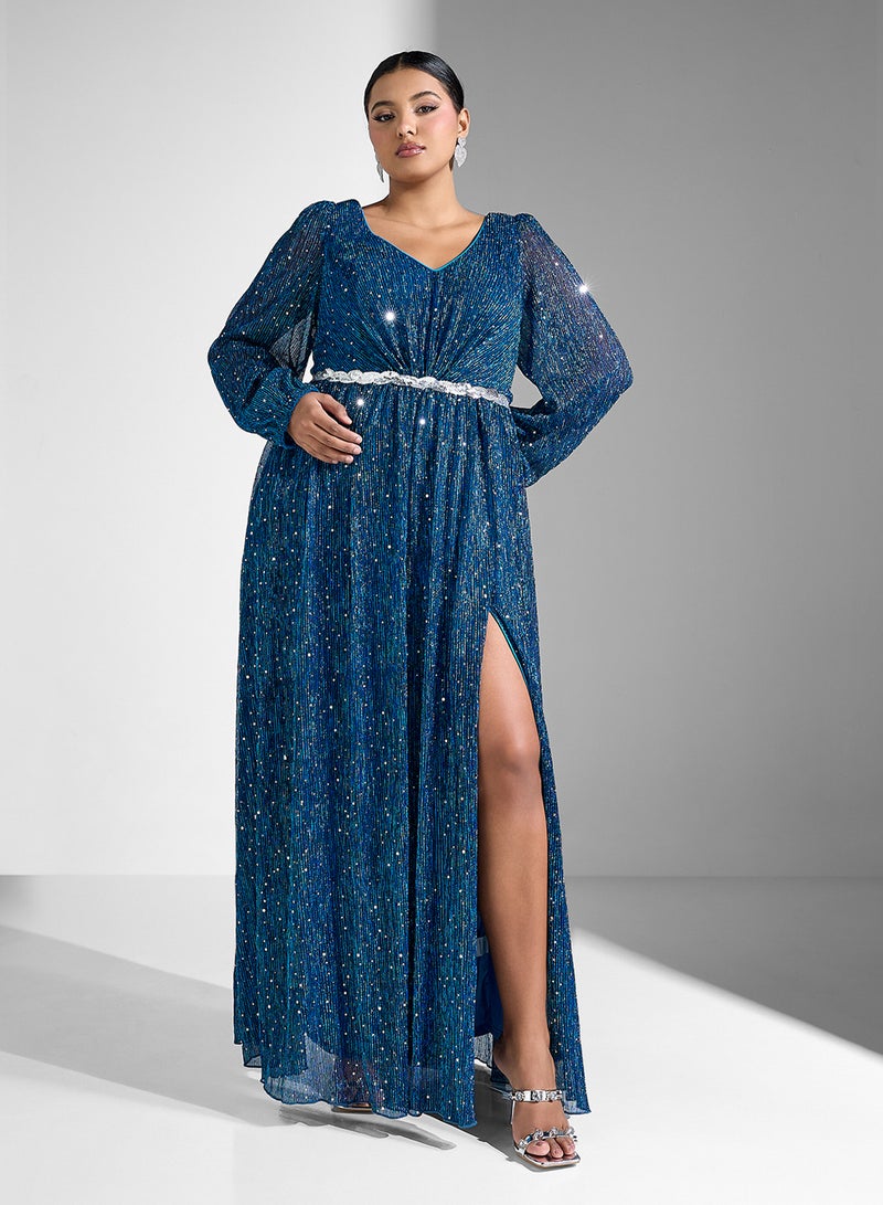 Ella Limited Curve Sparkling Slit Maxi Dress - Image 1