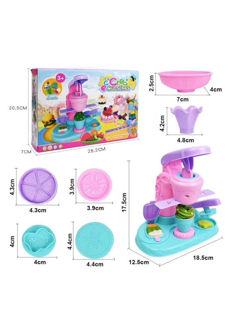 Playdough for Kids, 26pcs Molds Accessories, Ice Cream Maker Machine Color Dough Set with 12 Cans Dough, Birthday Party Gift for 3 4 5 6 7 8 Year Old Girls Boys Kids and Toddlers