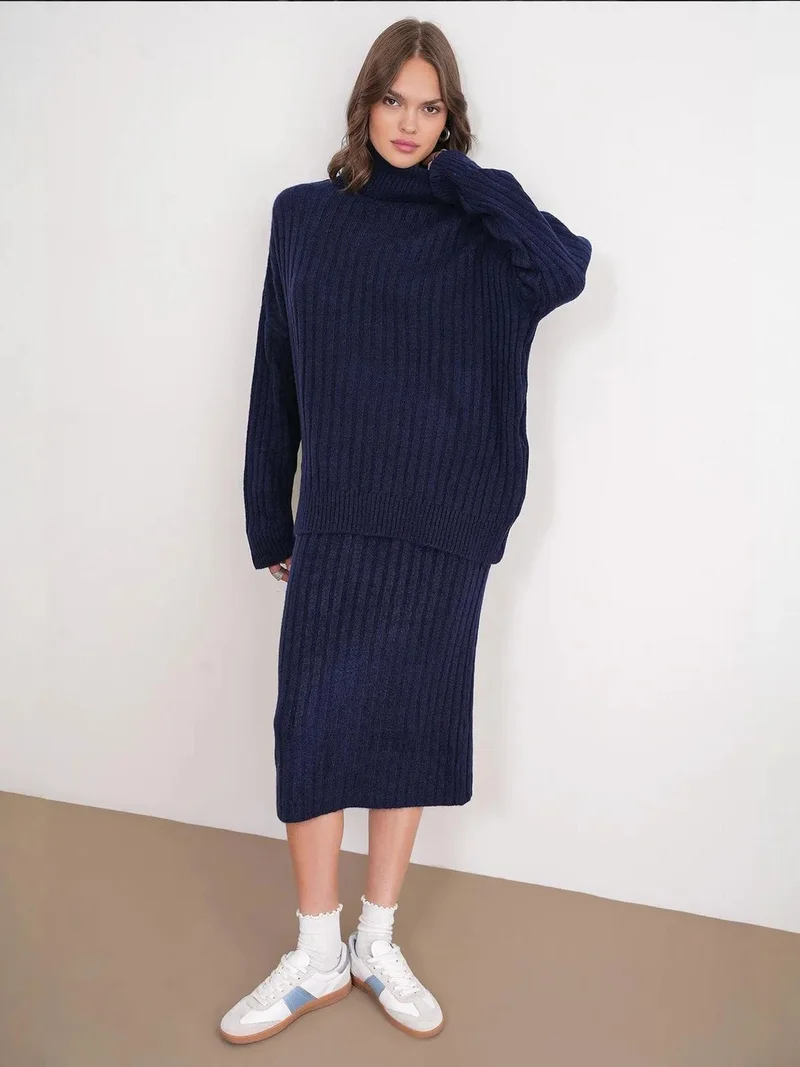 MixRay Mixray Oversize Ribbed Turtleneck Sweater