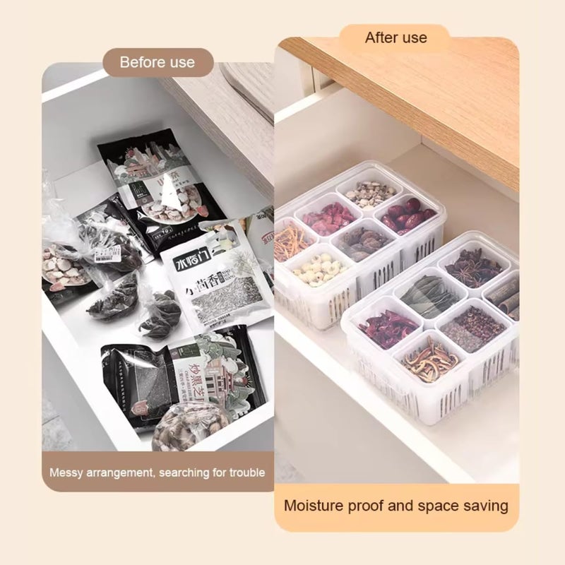 Marmik Fridge Storage Box Freezer Storage Containers Kitchen Organizer Container With Lid Vegetable Storage Drain Basket 6 Grid Large Box - Image 3
