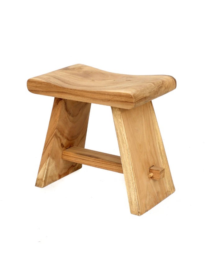 Handcrafted Suar Wood Wooden Stool, Perfect for Spa, Salon & Bathroom Use - Image 1