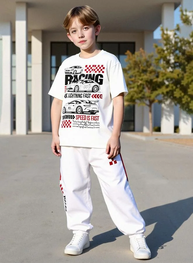 Take Two Take Two Teens Racing Graphic T-Shirt and Joggers Set