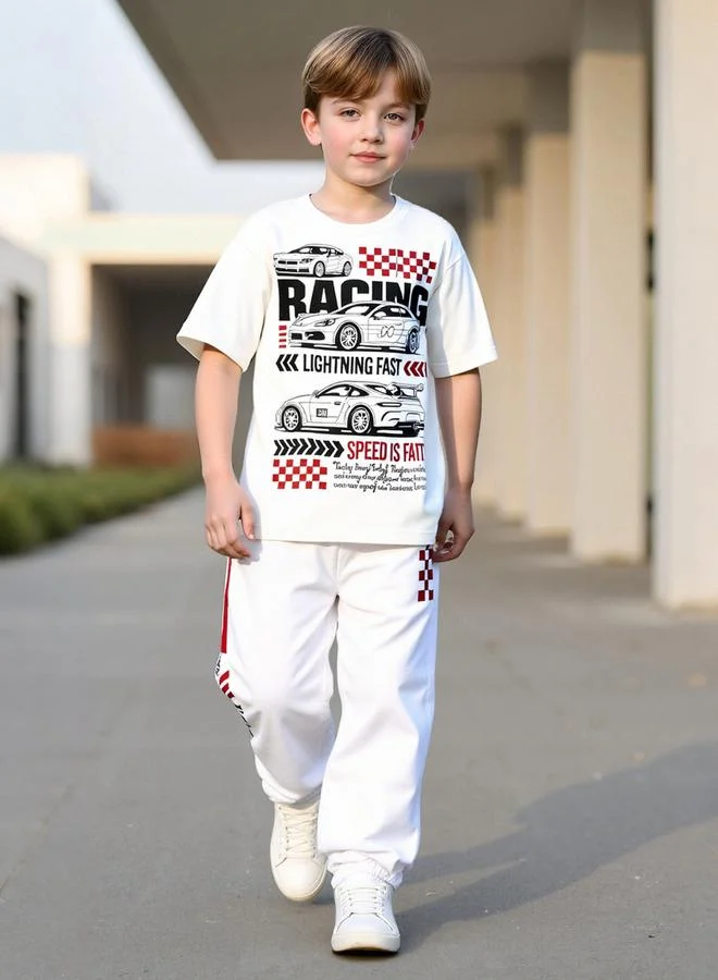 Take Two Take Two Teens Racing Graphic T-Shirt and Joggers Set