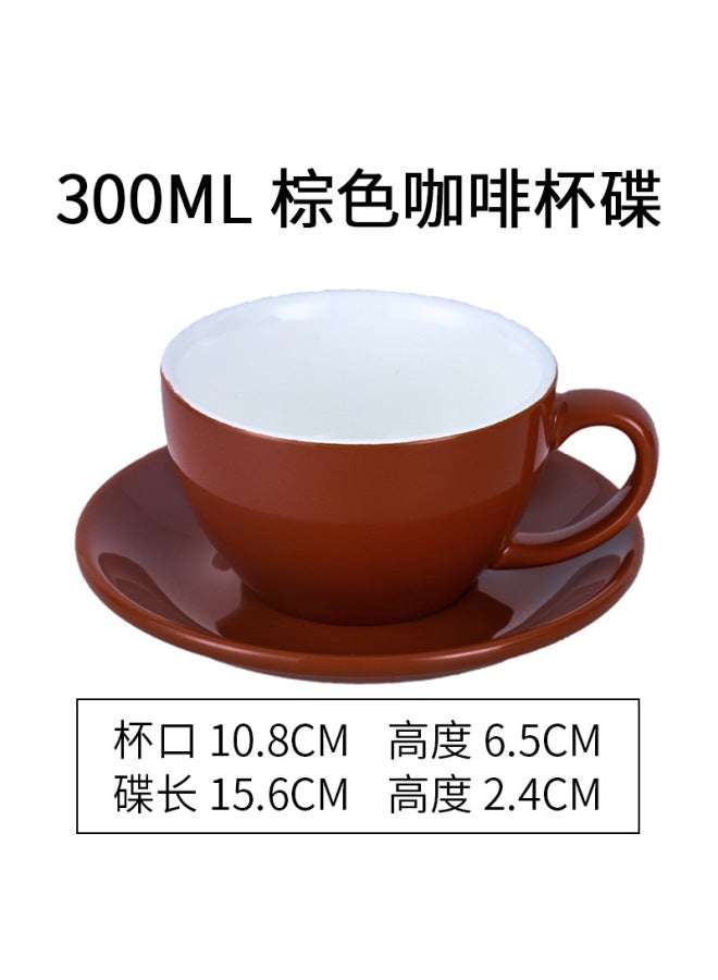 European High-looking Ceramic Coffee Cup Cappuccino Latte Art Professional Coffee Cup And Saucer Set 300ml