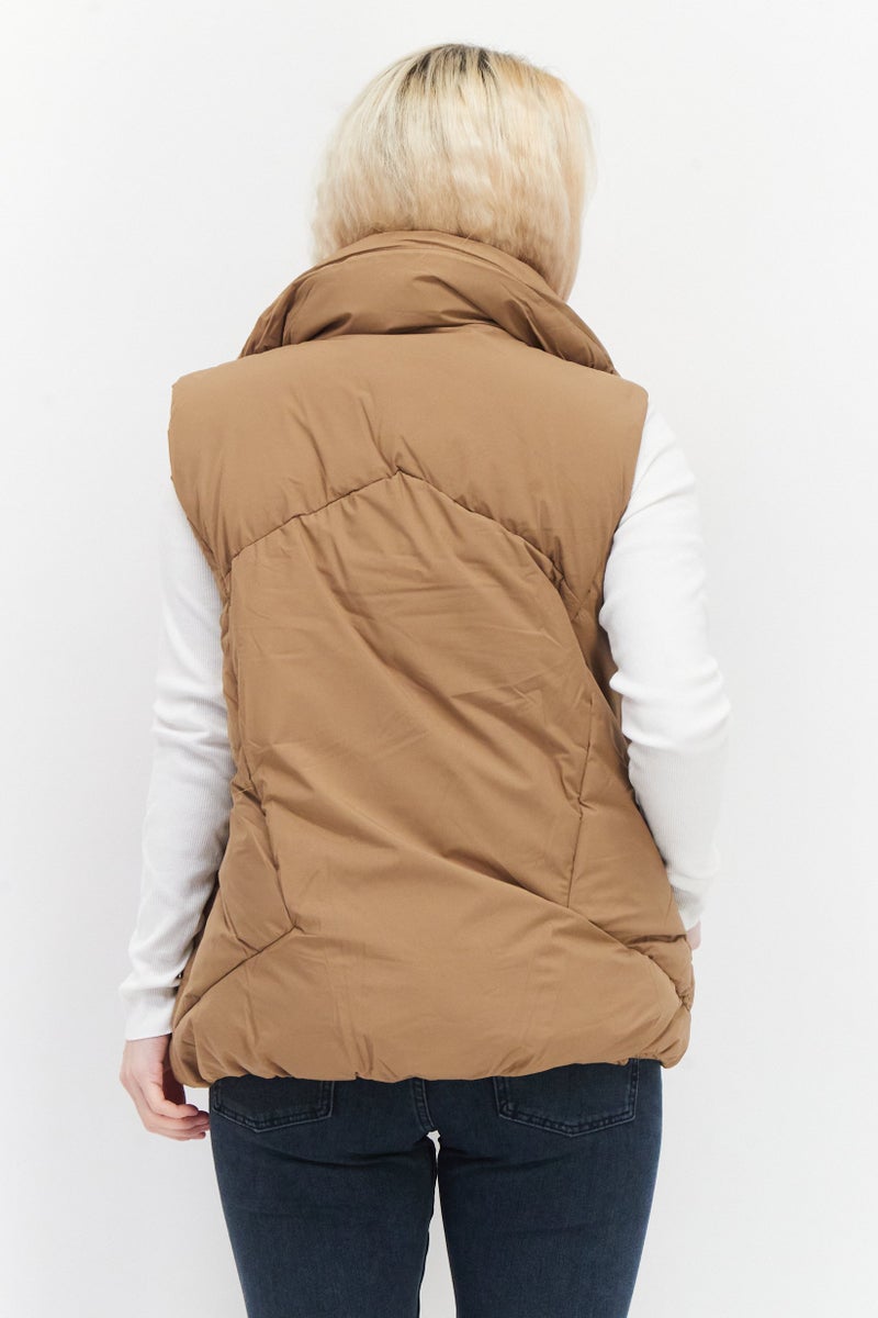 BCBGeneration Women Plain Puffer Vest, Camel - Image 2