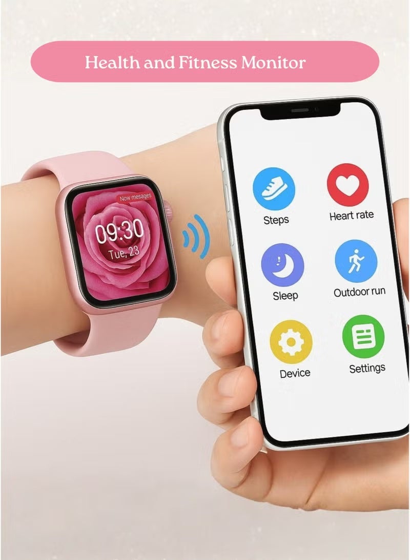 modio MW20 Mini Smart Watch for Girls & Ladies – Stylish 36mm Pink Small Dial Smartwatch with Health & Fitness Tracking, Heart Rate Monitor, Sleep Tracker, Step Counter, Notifications, 2 Soft Silicone Straps – Elegant Gift for Women & Teens - Image 5