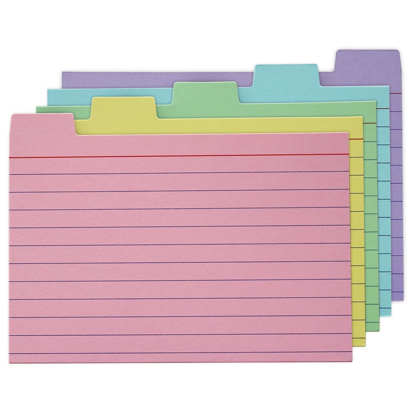 Olivo 100 Pack Tabbed Index Cards 4x6 Lined Index Card Dividers with Tabs 4" x 6", Colored, 220 GSM Thick Paper - Image 1