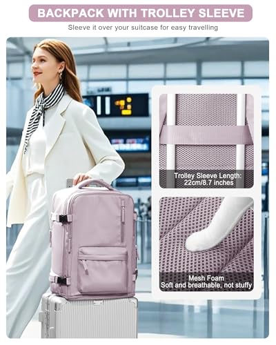 VGCUB Carry on Travel Backpack for Women Men Large Laptop Gym Work Frontier Airlines Personal Item Bag Business Airport Lightweight Backpack Flight Approved Mochilas de Viaje,Pink - Image 5