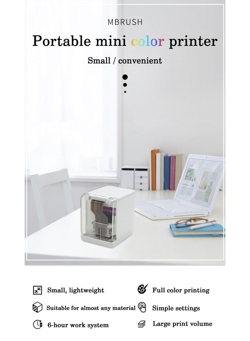 أم براش طابعة ملونة محمولة صغيرة ذكية تعمل بالواي فاي طابعة نافثة للحبر صغيرة ومحمولة، طباعة بالألوان الكاملة، تعمل على مواد متعددة، إعداد بنقرة واحدة، 6 ساعات طباعة مستمرة، انتظار لمدة سنة، تصل إلى 415 صفحة - Image 2