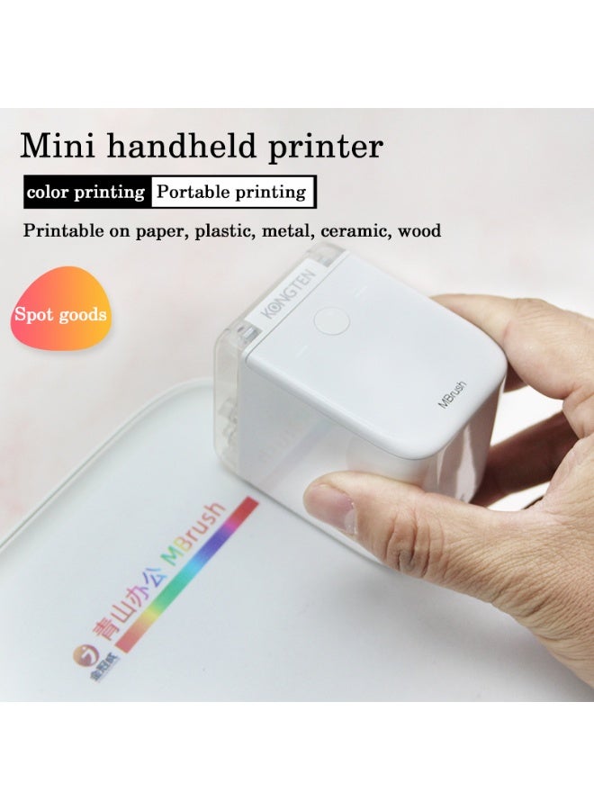 أم براش طابعة ملونة محمولة صغيرة ذكية تعمل بالواي فاي طابعة نافثة للحبر صغيرة ومحمولة، طباعة بالألوان الكاملة، تعمل على مواد متعددة، إعداد بنقرة واحدة، 6 ساعات طباعة مستمرة، انتظار لمدة سنة، تصل إلى 415 صفحة - Image 1