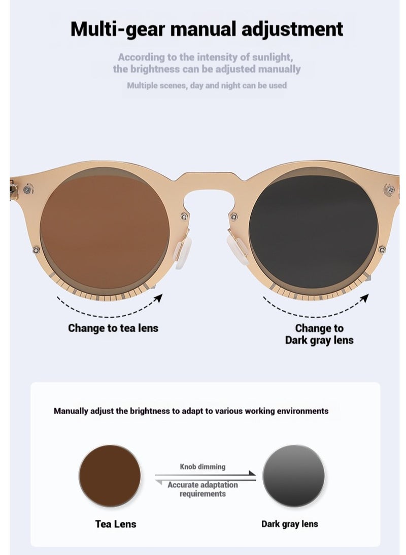 نظارات شمسية دائرية أنيقة 2025 سريعة التعتيم للقيادة مع فلتر Nd دوار قابل للتعديل UV400 نظارات شمسية مستقطبة للرجال والنساء باللون الرمادي - Image 4