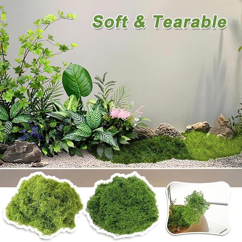PacuM 100 g Artificial Moss for Decorating, Process Moss, Nylon Moss, Artificial Moss for Crafts, Artificial Moss for Crafts, Iceland Moss, Artificial Moss for Crafts, Miniature Garden Decoration (Light - Image 3