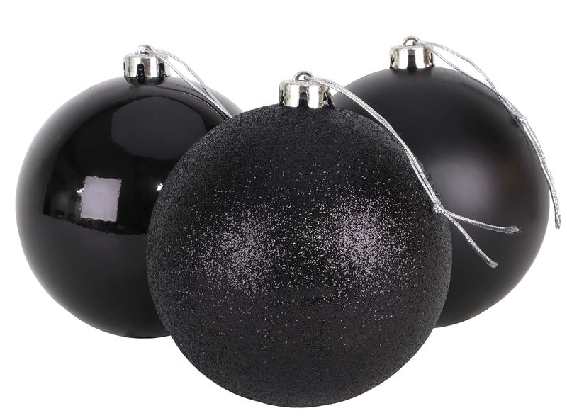 Christmas Concepts 3150mm 6 Extra Large Baubles  Shiny Matte  Glitter Design  Christmas Decorations Black