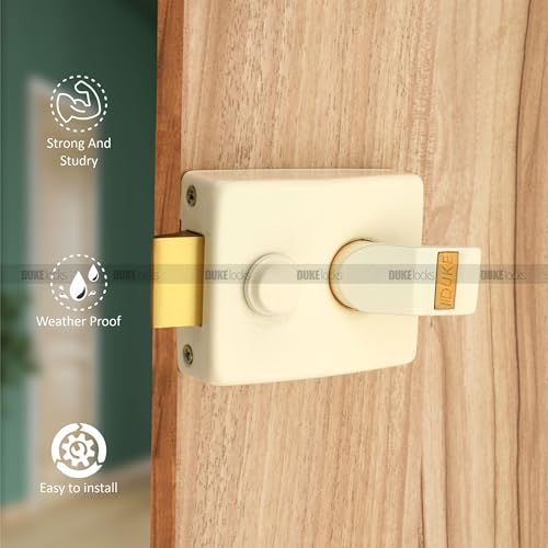 Duke Night Latch Door Lock, Ivory Finish, Weather-Proof with Keys and Installation Hardware | Night Latch | Door Width 25mm-45mm| NL-Ivory - Image 2