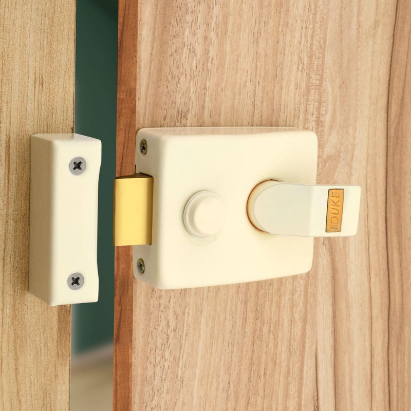 Duke Night Latch Door Lock, Ivory Finish, Weather-Proof with Keys and Installation Hardware | Night Latch | Door Width 25mm-45mm| NL-Ivory - Image 5
