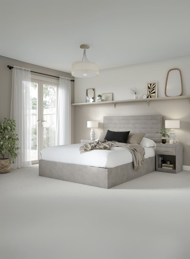 Bed and Mattress Home Mighty Bliss Upholstered Single Size ( Mattress Size 90 X 190 CM ) Dark Beige Color Bed Size 202 W X 98 L CM ( Mattress Sold Separately )  - Image 1